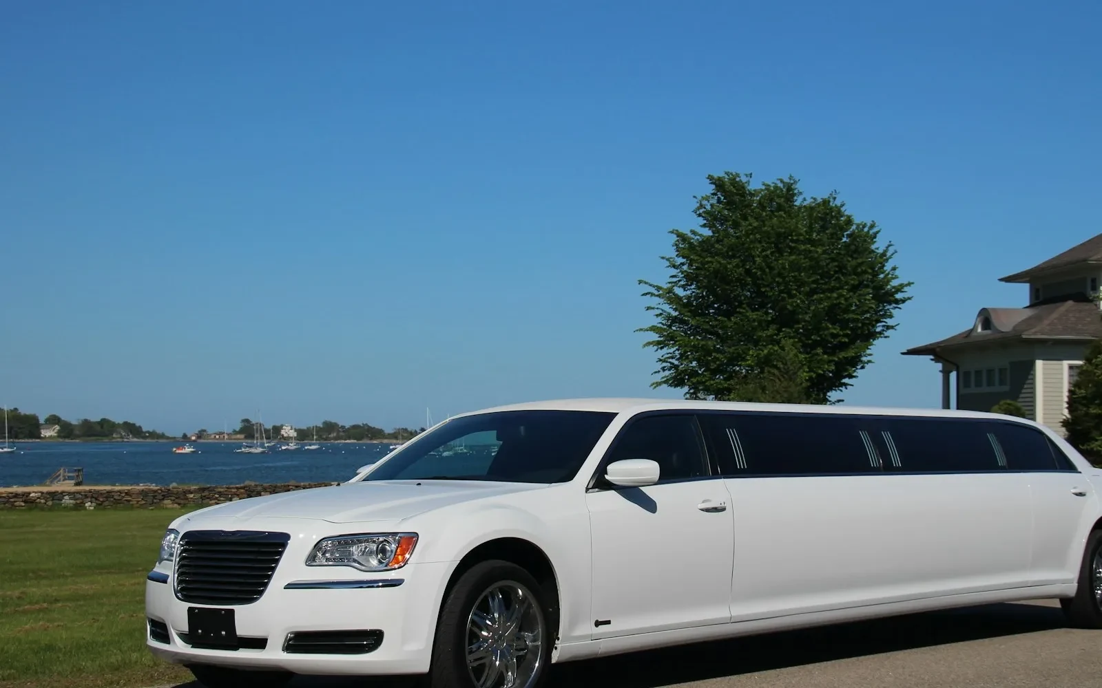 Wedding party luxury transportation for ceremony and reception