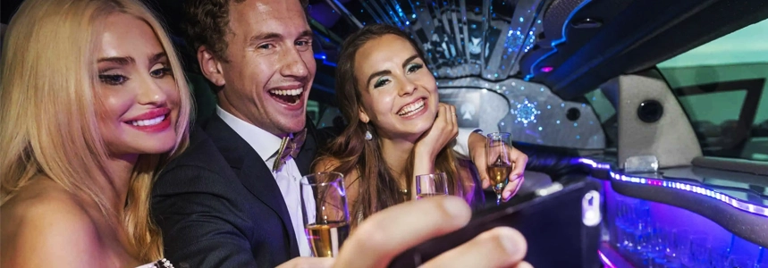 Luxury limousine interior set up for a special celebration