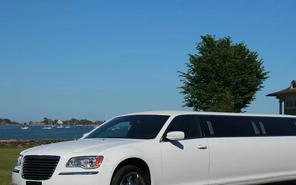White stretch limousine for wedding day arrivals